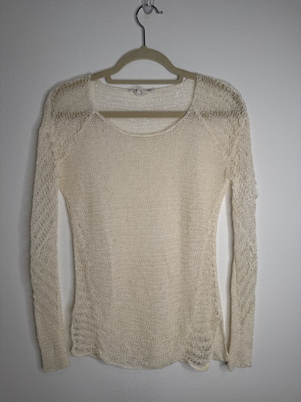 Helmut Lang for Intermix Ivory Open Knit Linen Tunic Top Size P